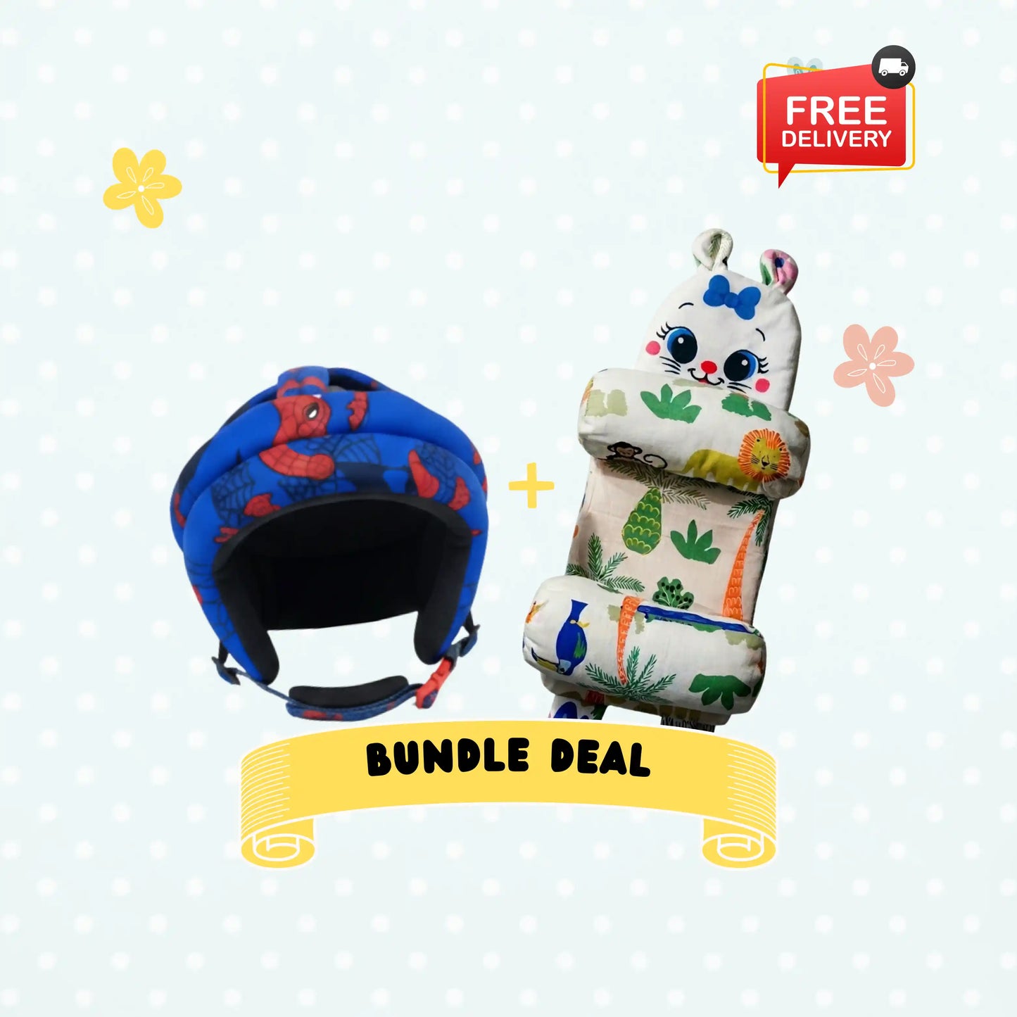 Baby Head Shaping Pillow & Safety Helmet Deal – Buy 1 Combo & Get a Free Gift | Baby Bazaar