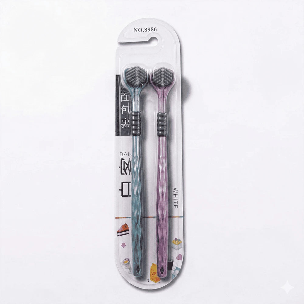 3-Sided Toothbrush Pack of 2 – 360° Deep Cleaning Tooth Brush