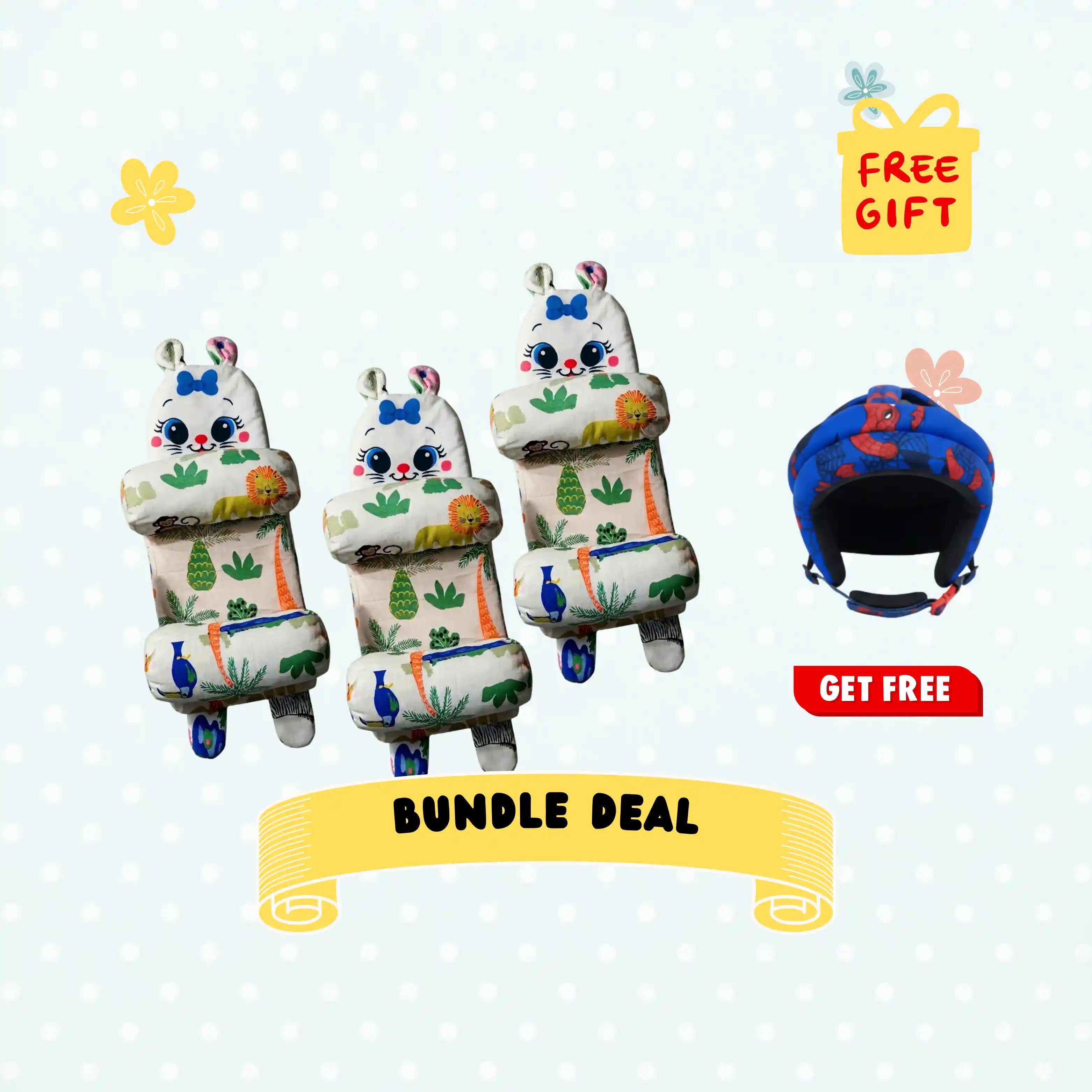 Buy 3 Baby Head Shaping Pillows & Get a Free Baby Helmet – Bundle Deal | Baby Bazaar