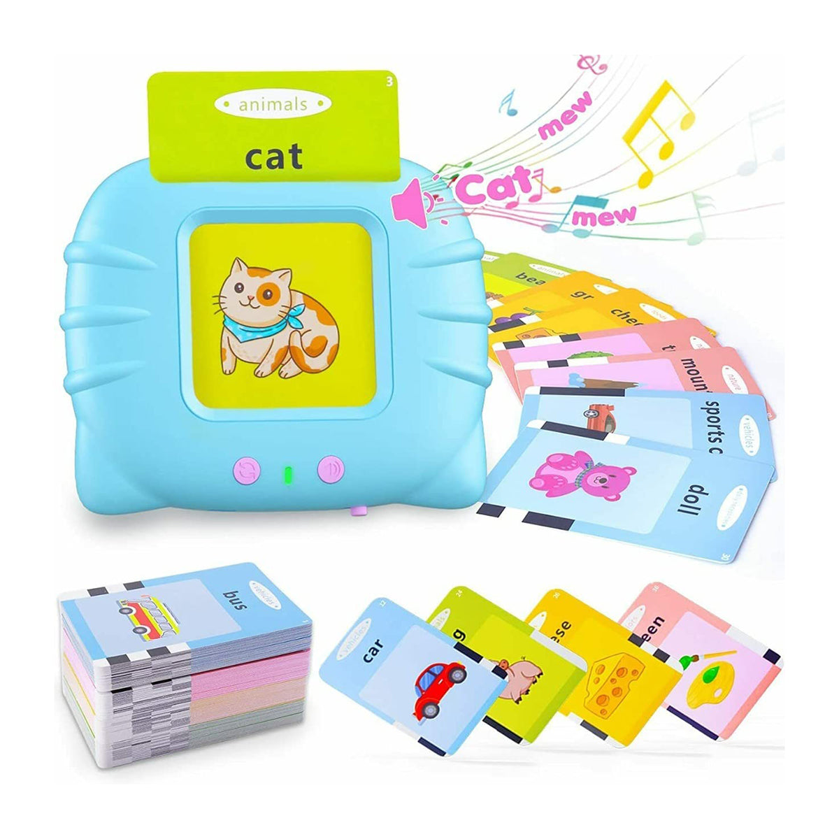 Educational toy with card holder and flashcards on a white background
for age 3+ years