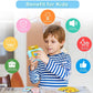 Child playing with a educational toy, surrounded by icons indicating benefits like puzzle brain and standard pronunciation.
for age 3+ years
