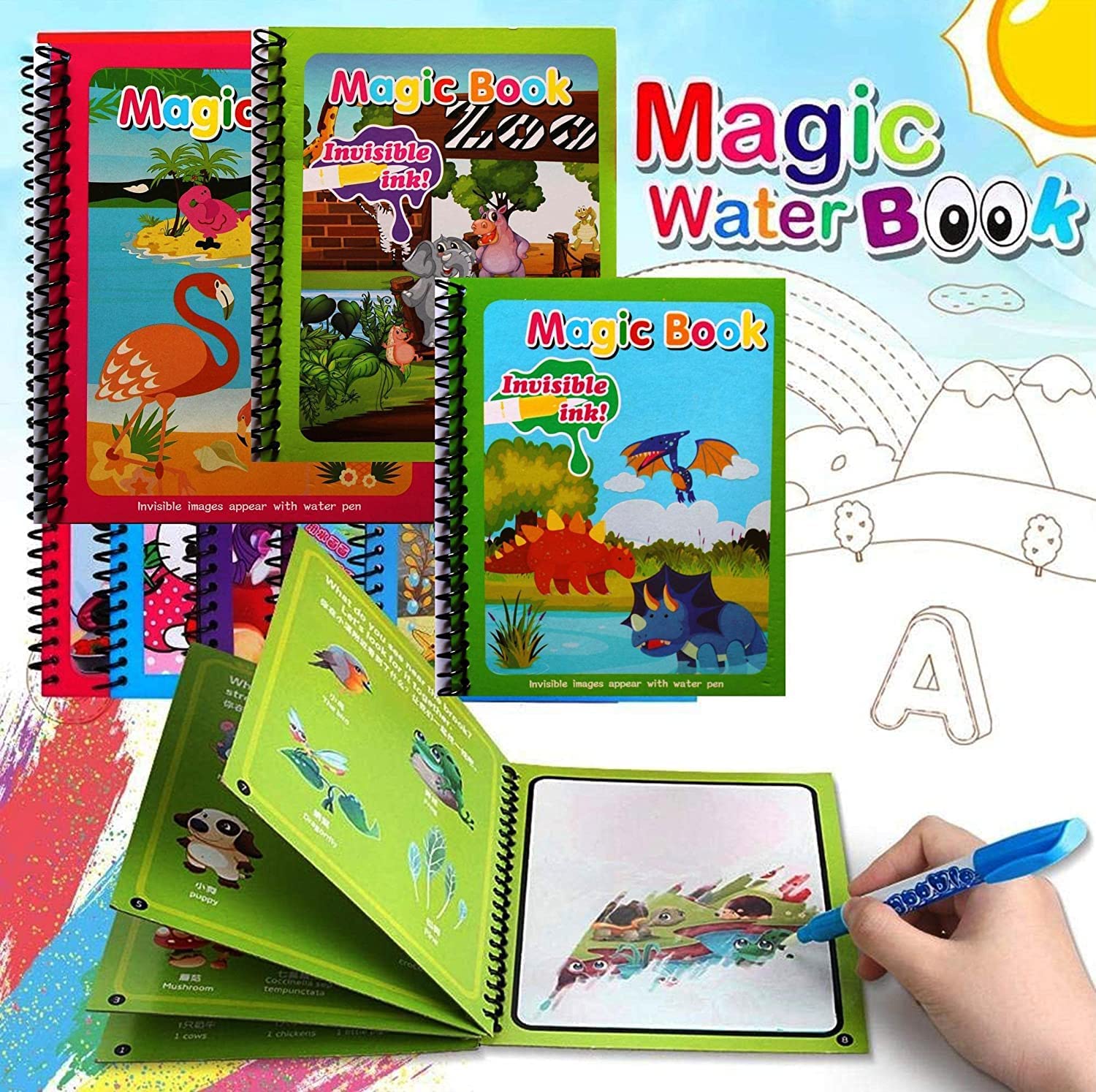 Reusable Magic Water Drawing Book with Quick-Dry Feature and Magic Pen - Baby Bazaar