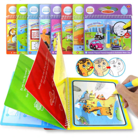 Reusable Magic Water Drawing Book with Quick-Dry Feature and Magic Pen