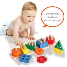 5 Column Wooden Geometric Shape Matching Toy | Learning Gaming toy
