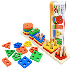 5 Column Wooden Geometric Shape Matching Toy | Learning Gaming toy