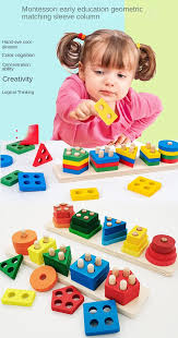 5 Column Wooden Geometric Shape Matching Toy | Learning Gaming toy