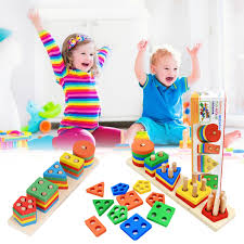 5 Column Wooden Geometric Shape Matching Toy | Learning Gaming toy
