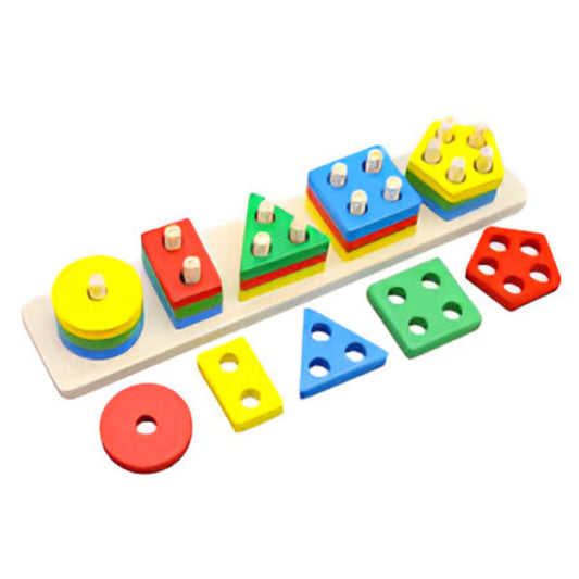 5 Column Wooden Geometric Shape Matching Toy | Learning Gaming toy