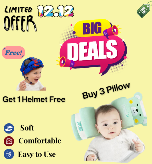 Buy 3 Baby Head Shaping Pillows & Get a Free Baby Helmet – Bundle Deal | Baby Bazaar