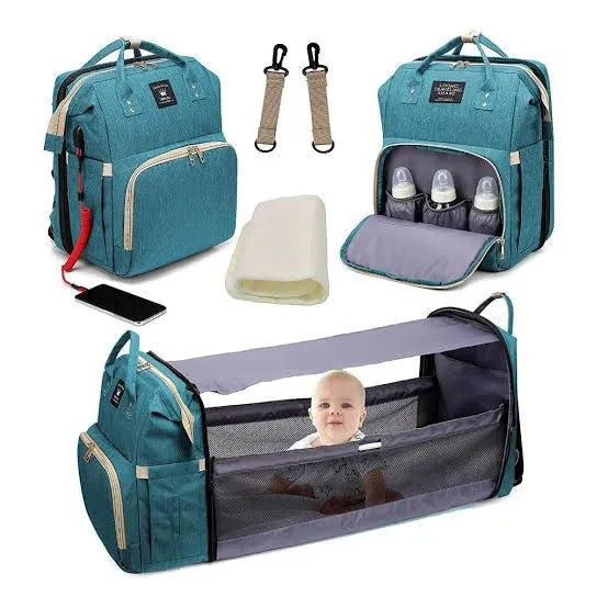 Baby Bag & Convertible Travel Bed 