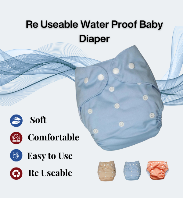 reuseable cloth diaper light blue color different sizes