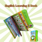 English Learning E Book for children.
Children's educational book with colorful pages and a green electronic device on a gray surface.
for 3+ years