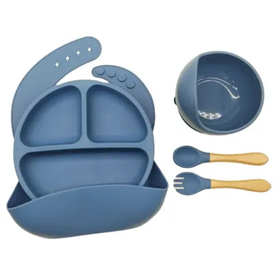 Food Grade Silicone Kids Tableware Set – Baby Feeding Plate Bowl Spoon | Baby Bazaar