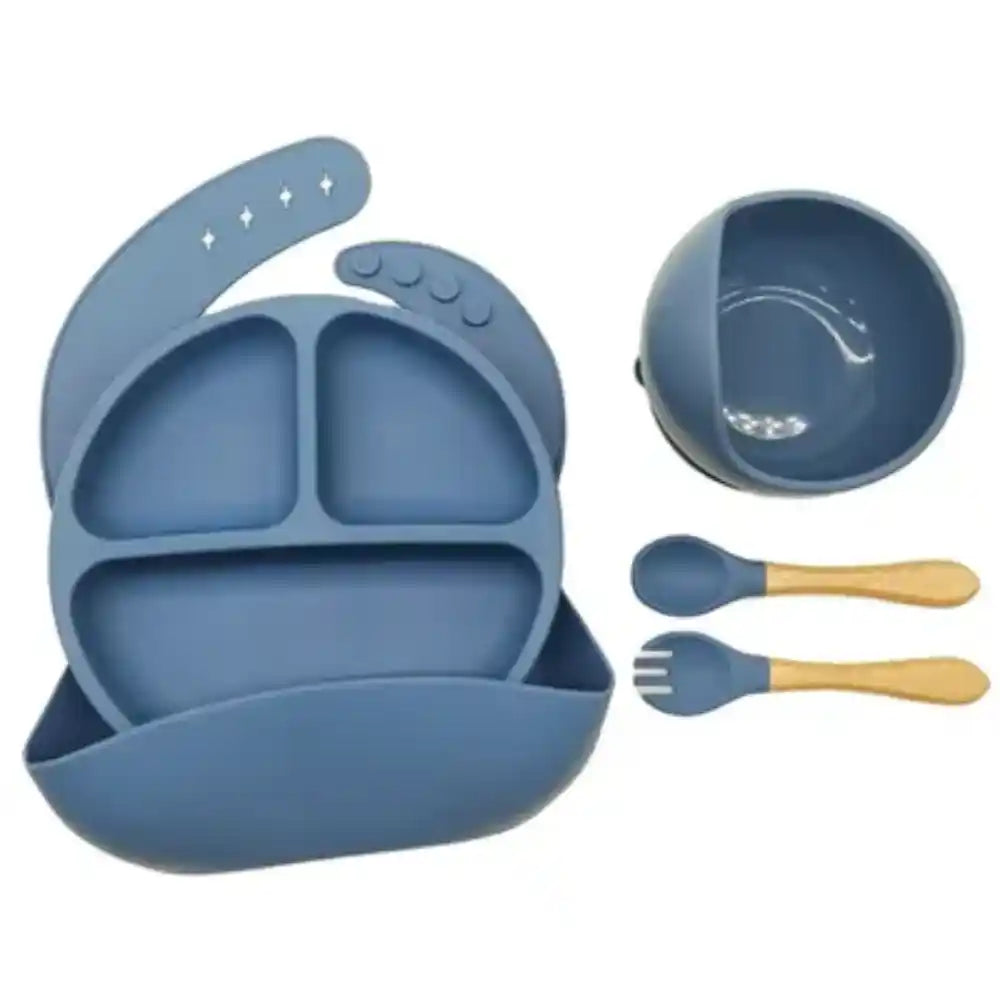 Food Grade Silicone Kids Tableware Set – Baby Feeding Plate Bowl Spoon | Baby Bazaar