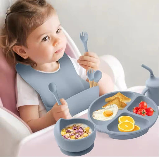 Food Grade Silicone Kids Tableware Set – Baby Feeding Plate Bowl Spoon | Baby Bazaar