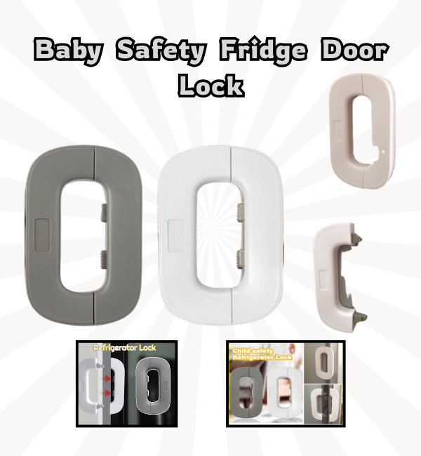 Child Safety Fridge Lock – No-Drill Baby Proof Refrigerator Door Lock with Strong Adhesive