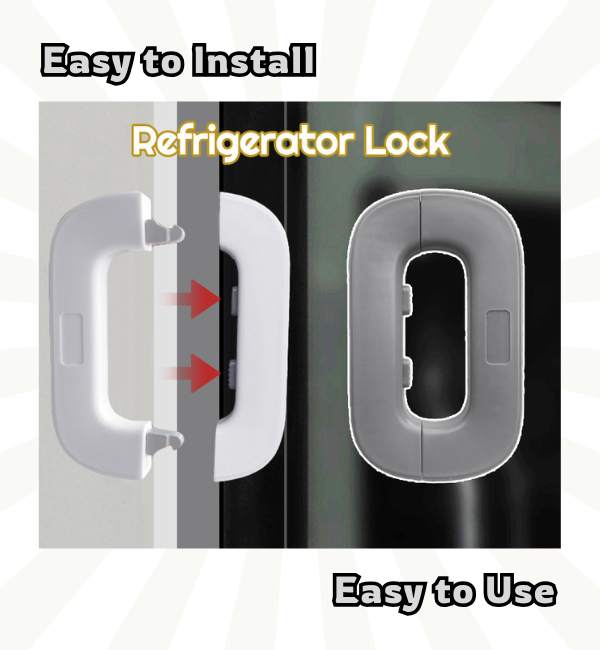 Child Safety Fridge Lock – No-Drill Baby Proof Refrigerator Door Lock with Strong Adhesive