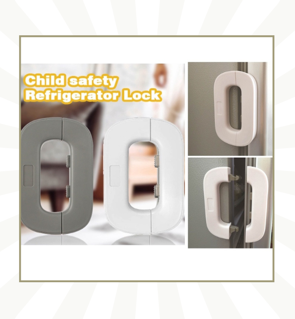 Child Safety Fridge Lock – No-Drill Baby Proof Refrigerator Door Lock with Strong Adhesive