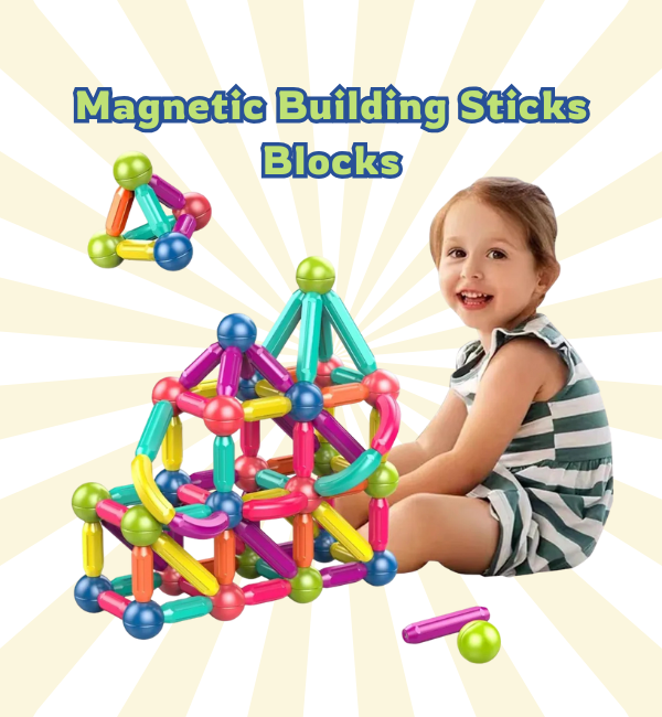 Magnetic Building Sticks Blocks or interlocking blocks for baby fun, activity and learning.