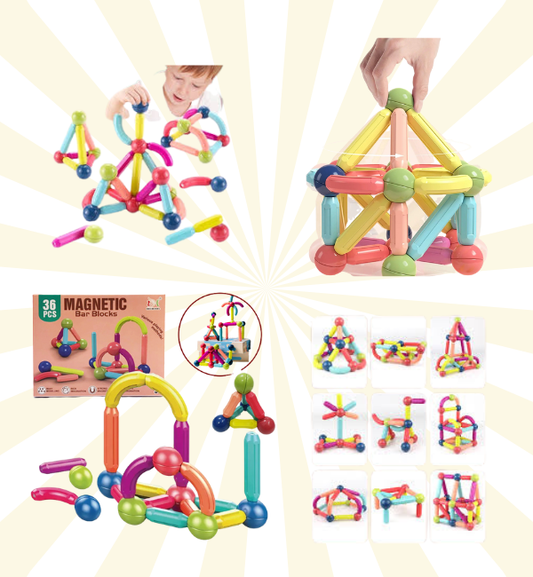 Magnetic Building Sticks Blocks or interlocking blocks for baby fun, activity and learning.