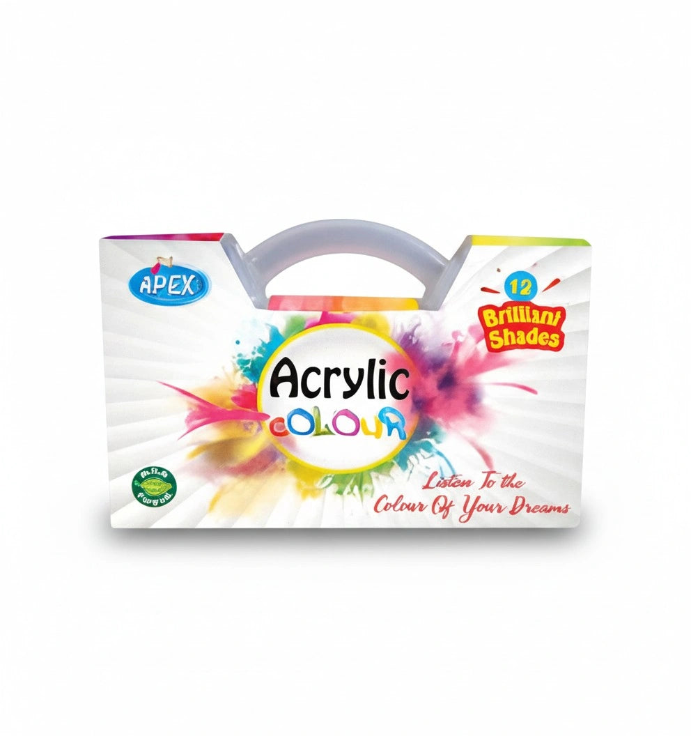 Multicolor Brilliant Shades Acrylic Paint | Set of 12 - Baby Bazaar