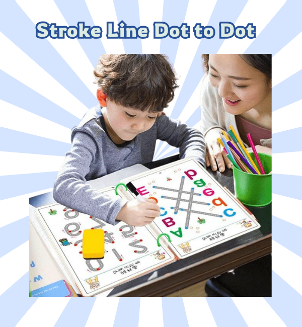 Stroke Line: Dot to dot Drawing & Writing Practice Book 64 Pages - Baby Bazaar